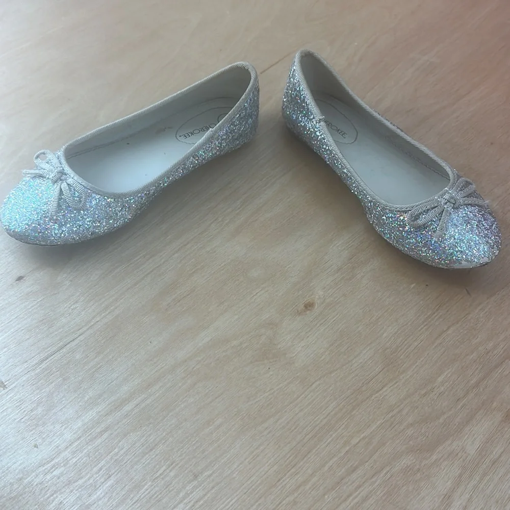 Cherokee girls silver glitter‎ flats size 1 preloved